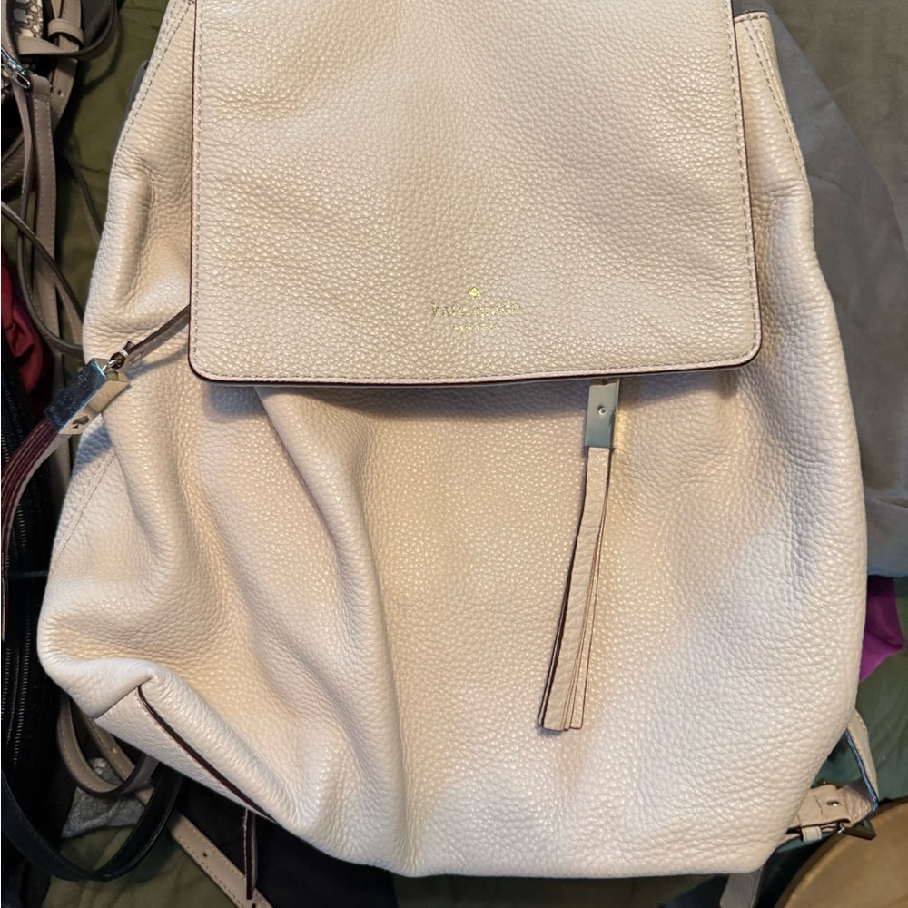kate spade pre loved pebble leather backpack in cream.  Great condition